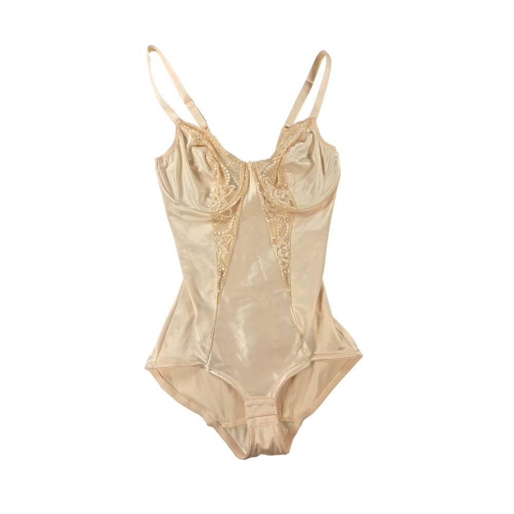 Sophistique Smoothie Shapewear all-in-one bodysuit underwire nude lace bra 38C